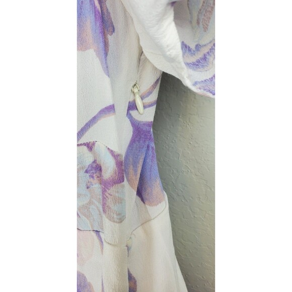 Forever 21 Women's Medium Off-White Purple Floral Dress Tie Front - Picture 6 of 10